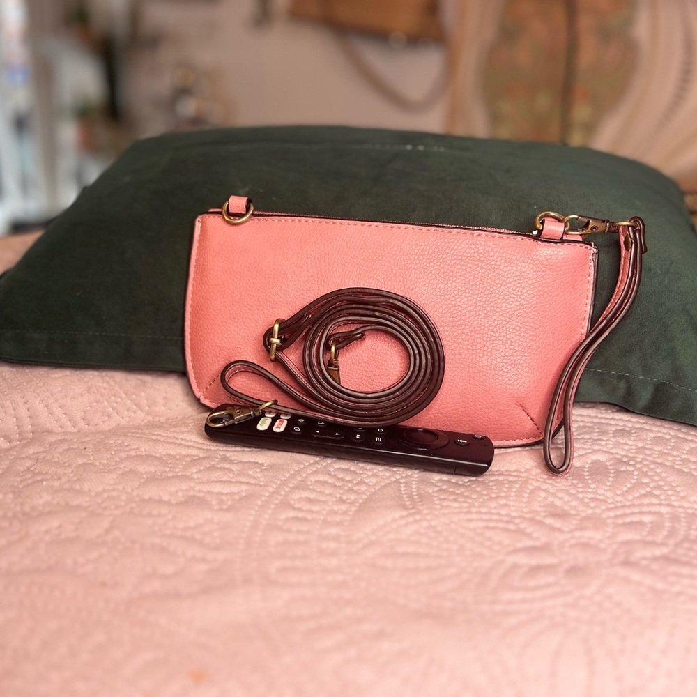 Pink Mini Crossbody Wristlet Clutch
